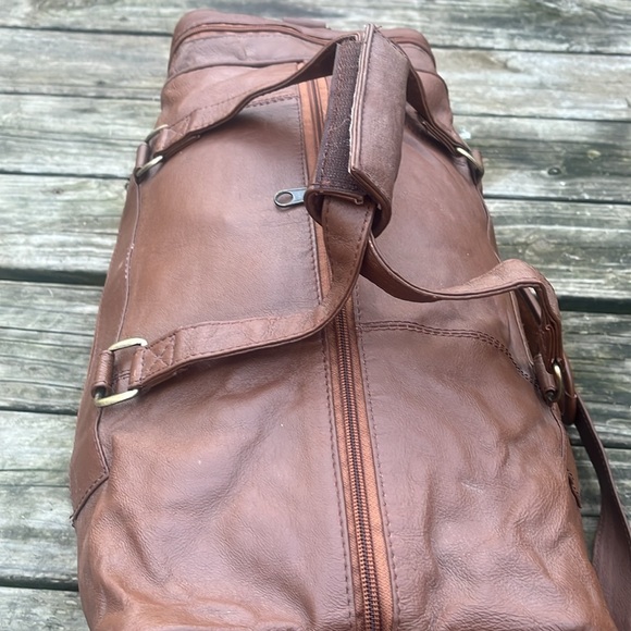 Vintage Merit, Phillip Morris leather weekender duffle bag brown 20x10x10 - Picture 3 of 8